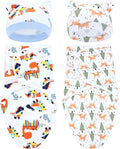 Cinaci 2 Pieces Adjustable Soft Cotton Baby Swaddle Sleep Sacks Hats Newborn by Cinaci