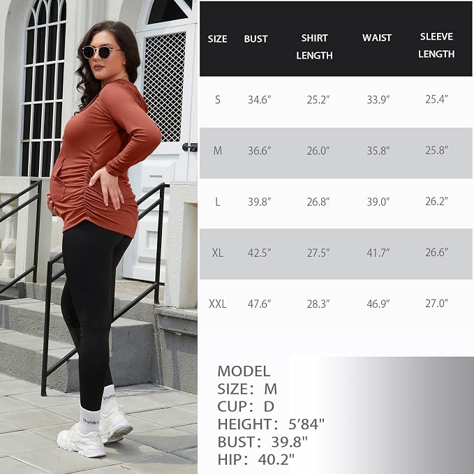 GINKANA Maternity Hoodie Long Sleeves Shirts Casual Maternity Top Pregnancy - Image 7