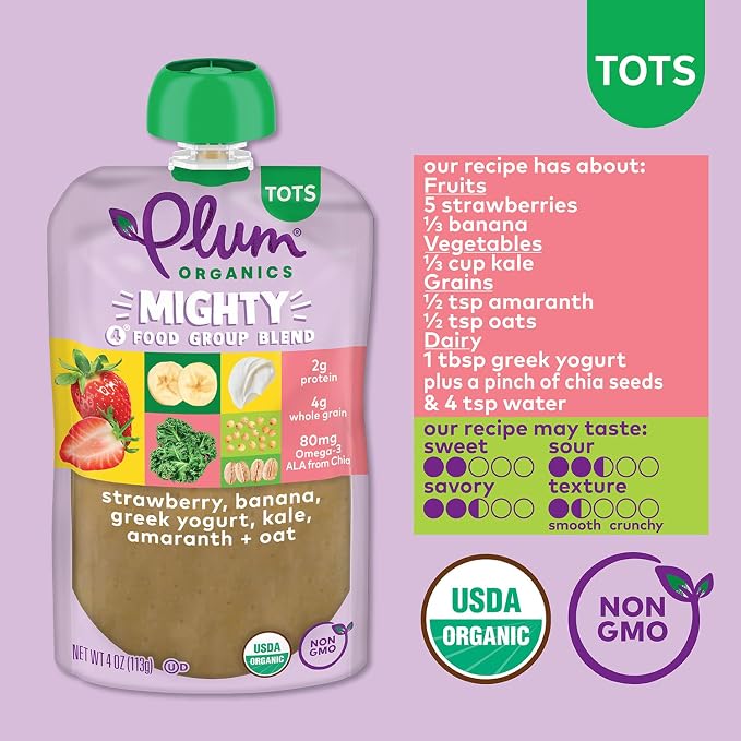 Plum Organics Kale, Strawberry, Amaranth Oat and Greek Yogurt Baby Food in Pouch - Image 3