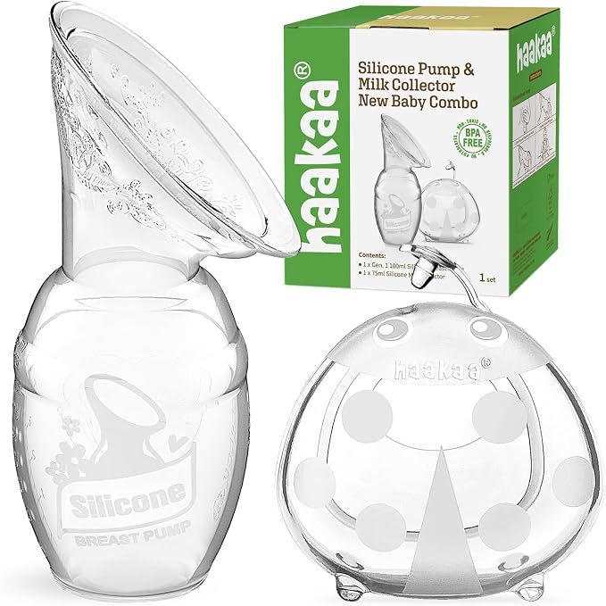 haakaa Manual Breast Pump for Breastfeeding 4oz/100ml and Ladybug Milk by haakaa