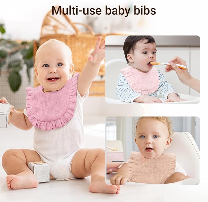 Baby Muslin Bibs, Soft and Absorbent Cotton - Image 5