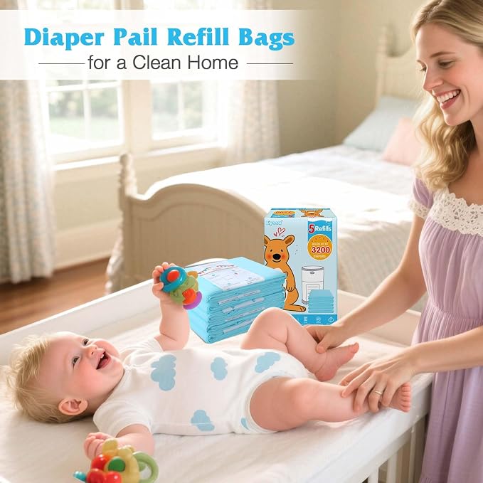 5 Pack Diaper Pail Refill Bags Compatible - Image 7