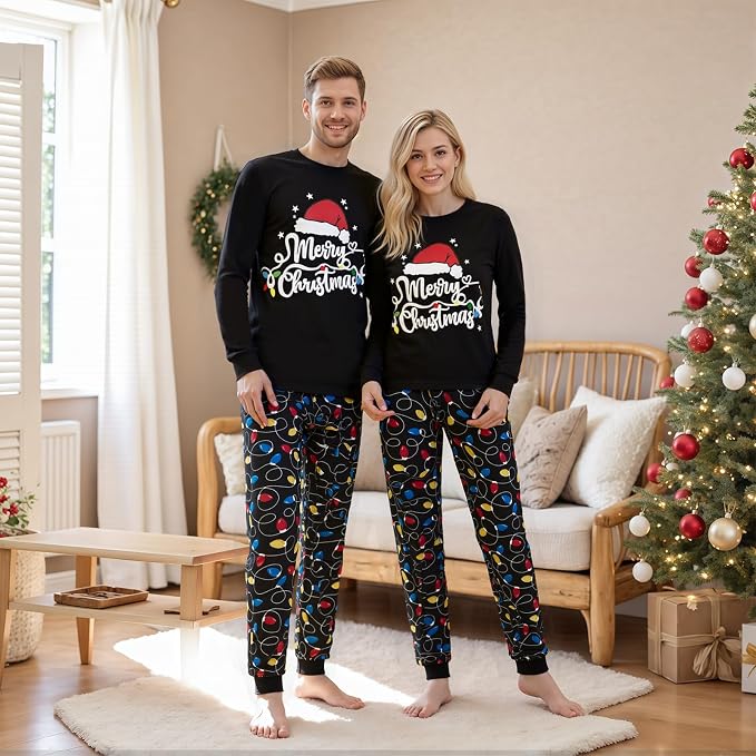 Awoscut Christmas Family Matching Pajamas Christmas Pjs Holiday Nightwear - Image 5