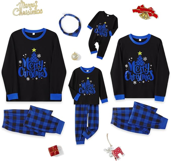 Awoscut Christmas Family Matching Pajamas Christmas Pjs Holiday Nightwear - Image 5