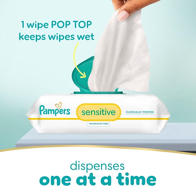 Pampers Baby Wipes, Water Based Wipe, Clinically Proven, Hypoallergenic - Image 9