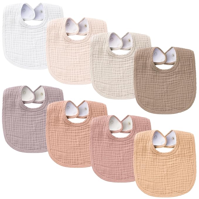 Konssy Muslin Baby Bibs 8 Pack Baby Bandana Drool Bibs Cotton by Konssy