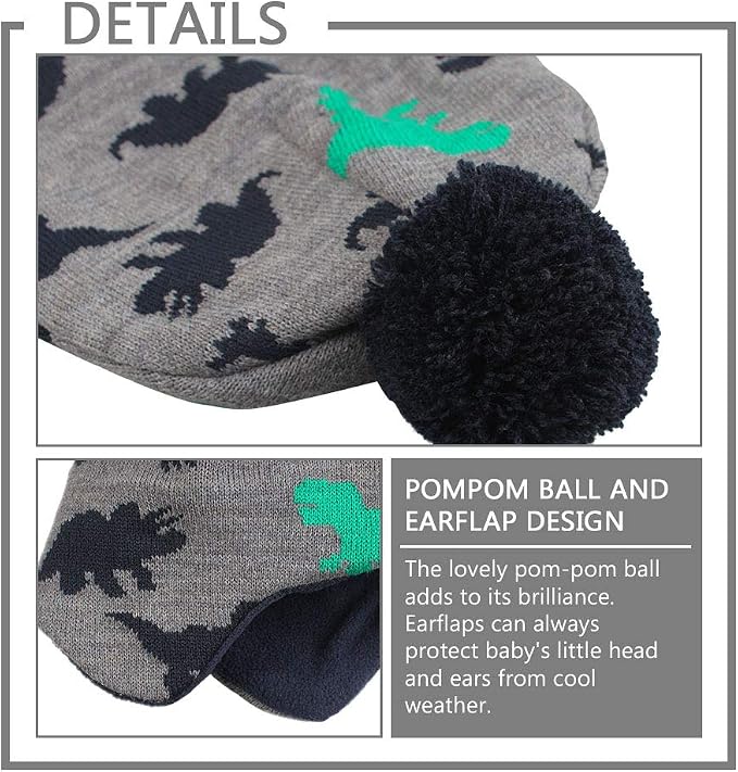 JANGANNSA Knitted Baby Hat Scarf Set Winter Warm Boys Girls Beanie Fleece - Image 4