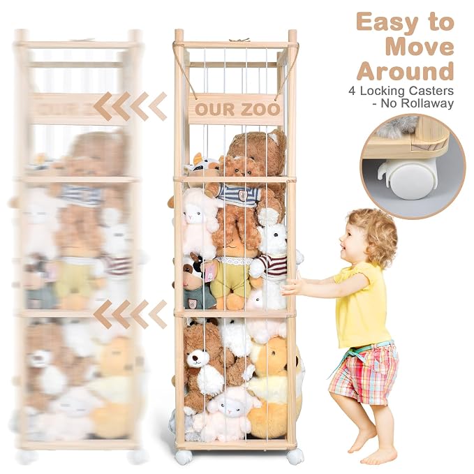 Stuffed Animal Storage, Wooden Cute Zoo Toy Holder - Image 7