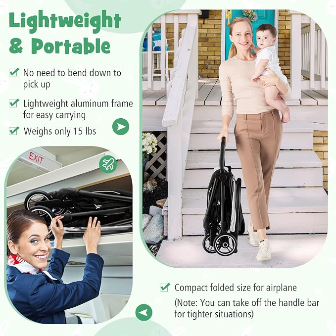 BABY JOY Lightweight Baby Stroller, Compact Travel Stroller - Image 3