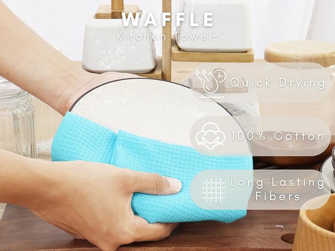 PurpleEssences Waffle Weave Kitchen Towel, 100% Cotton - Image 2