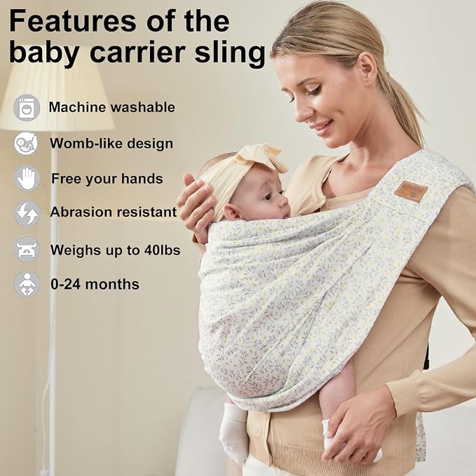 Baby Sling Carrier Newborn, Adjustable Easy Wearing Baby Nursing Warp Sling - Image 2