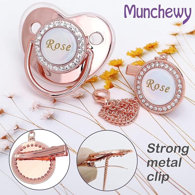 Customized Pacifier with Name, Personalized Pacifier Clip Set with Gift Box - Image 7
