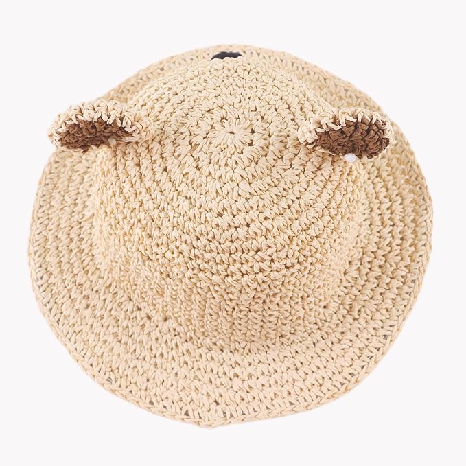 Baby Girl Straw Hat Outdoor Baby Sun Protection Hats Summer Bowknot Beach Cap - Image 3