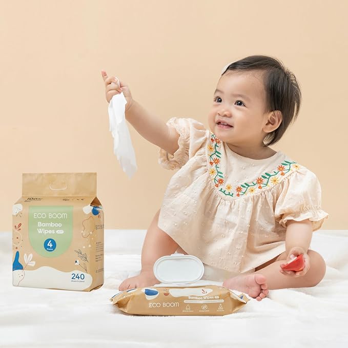 ECO BOOM Bamboo Baby Wipes | natural | 100% Plant-Based & fragrance free | - Image 6