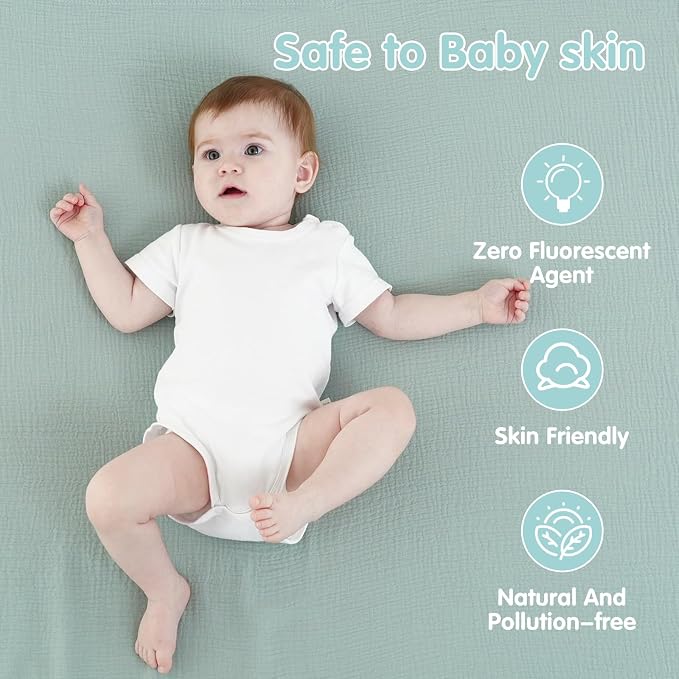Muslin Swaddle Blankets for Newborns, 2 Pack 100% Cotton Receiving Blankets - Image 5