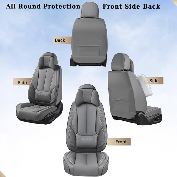 Coverado Universal Seat Covers Front, Waterproof Nappa Leather Car Seat Covers - Image 4