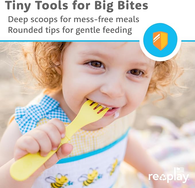 RE-PLAY Made in USA 8pk Toddler Feeding Utensils Spoon and Fork Set | Eco - Image 4