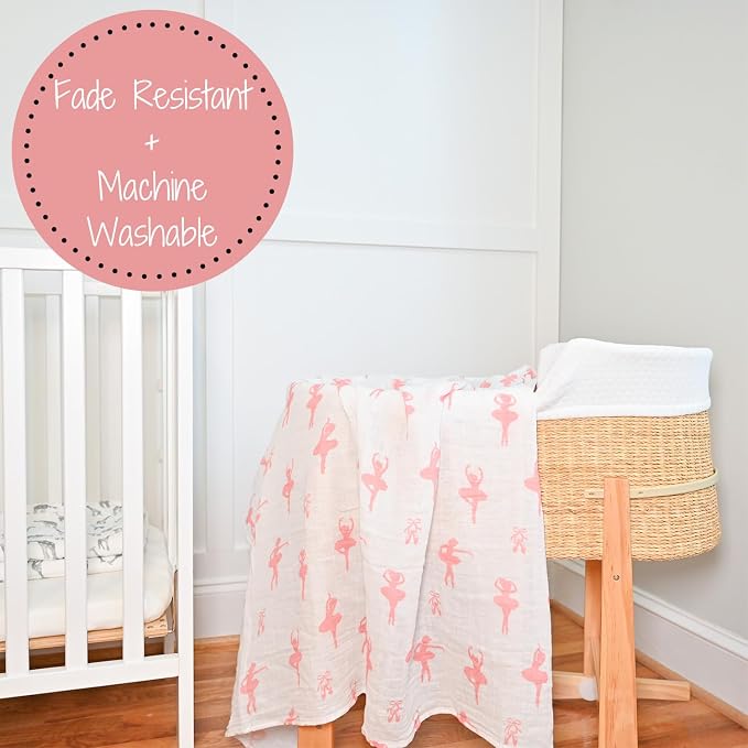 LollyBanks Baby Blanket, 100% Cotton Muslin Swaddle Blankets, Soft Girl Blanket - Image 5