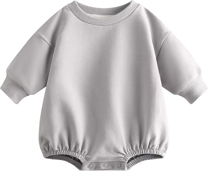 Bafeicao Baby Boy Girl Sweatshirt Romper Organic Cotton Solid Color Long Sleeve by Bafeicao