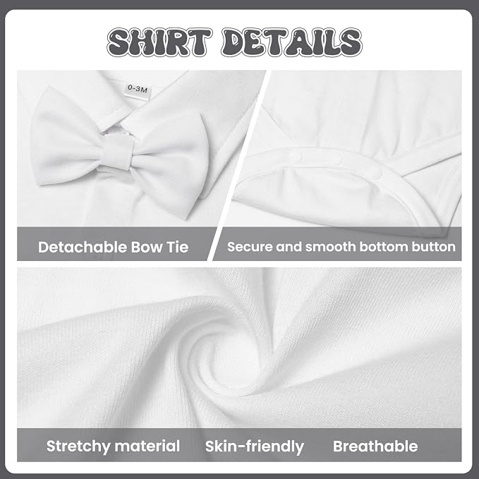 Baby Boy Clothes Suits Infant Gentleman Wedding Outfit Formal Dress Shirt Vest - Image 5
