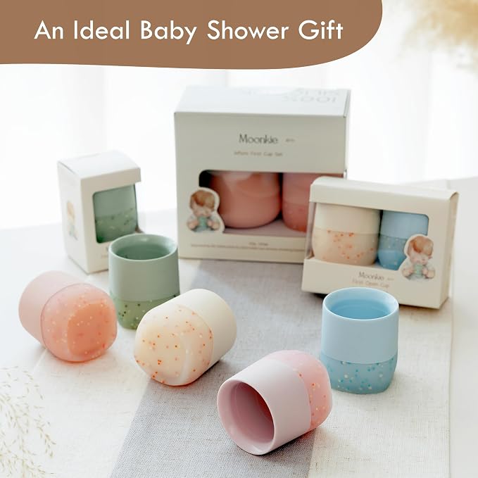 Moonkie Silicone Baby Cups 4 Months+ | Tiny Open Training Cups - Image 8