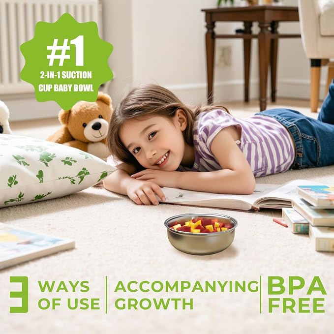 3 Pack Stainless Steel Toddler Suction Bowls - Image 2