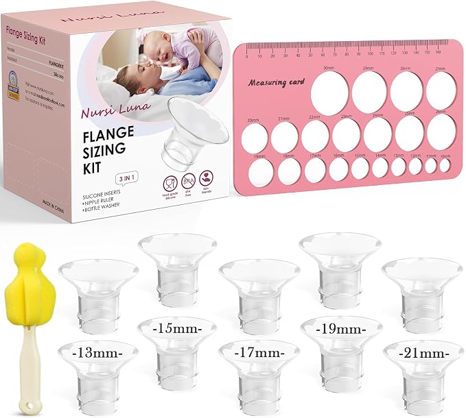 Flange Sizing Kit 3 in 1 with 10PCS Flange Inserts 13/15/17/19/21mm, Silicone by NursiLuna