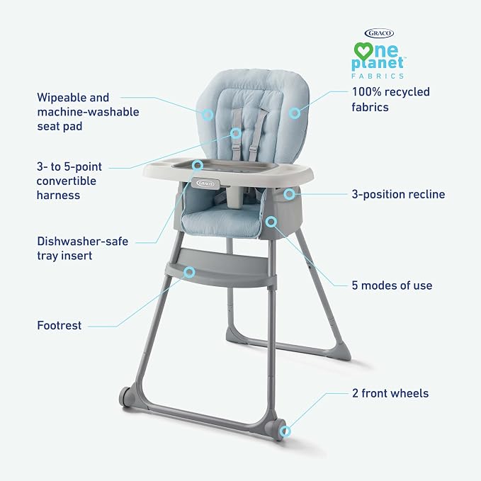 Graco Made2Grow 5-in-1 Convertible Highchair, Adjustable Baby to Toddler Seat - Image 6