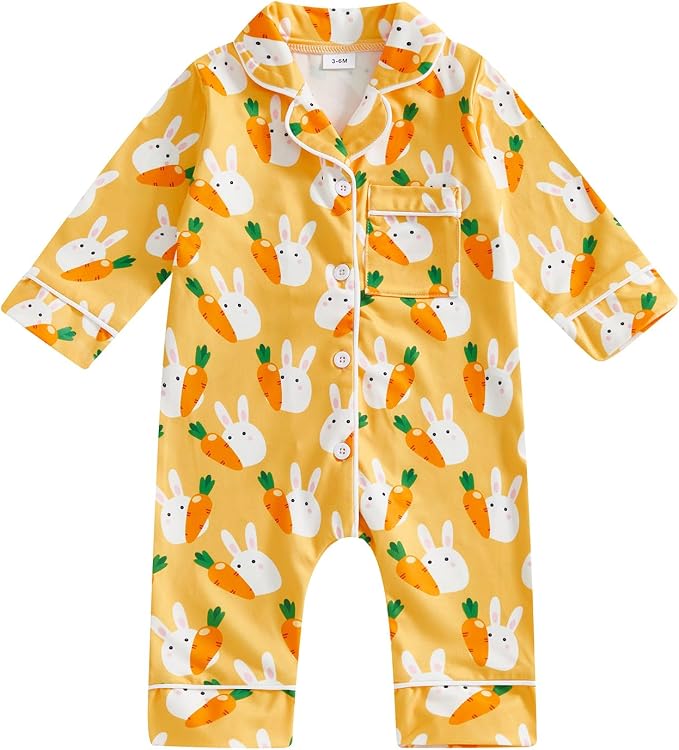 Balaflyie Baby Girl Button Down Pajamas Romper One-Piece Jumpsuit Long Sleeve by Balaflyie
