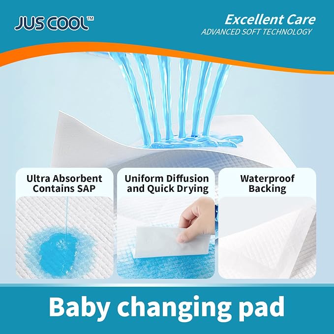JUS COOL Baby Disposable Changing Pads, 18”x 24” Underpads Portable Diaper - Image 3