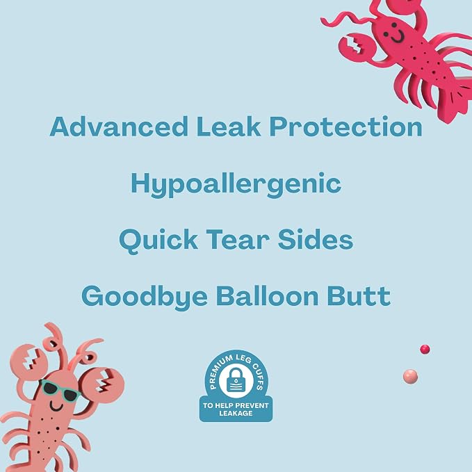 Hello Bello Premium Swim Diapers, Size S, Cute Extra-Bright Lobster Designs - Image 6