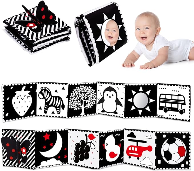 Thremhoo Black and White High Contrast Baby Toys 0-6 Months Soft Book by Thremhoo