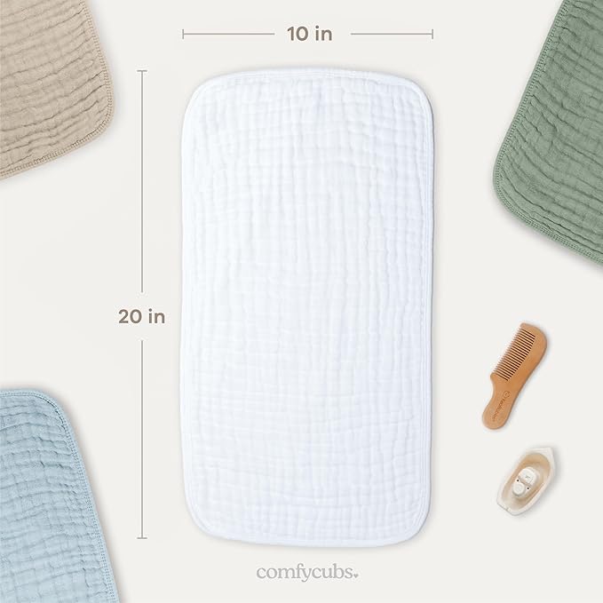 Comfy Cubs Muslin Burp Cloths 20" x 10", Ultra Absorbent 100% Cotton - Image 3