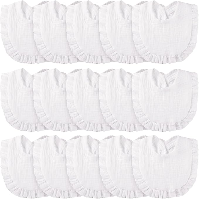 Kenning 18 Pcs Muslin Drool Baby Bibs Baby Girl Ruffle Bibs Absorbent Cotton by Kenning