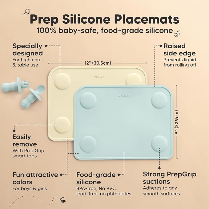 KeaBabies 2-Pack Silicone Placemats - Image 2