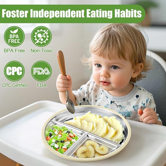 BUSOHA 3 Pack Stainless Steel Kids Plate - Image 5