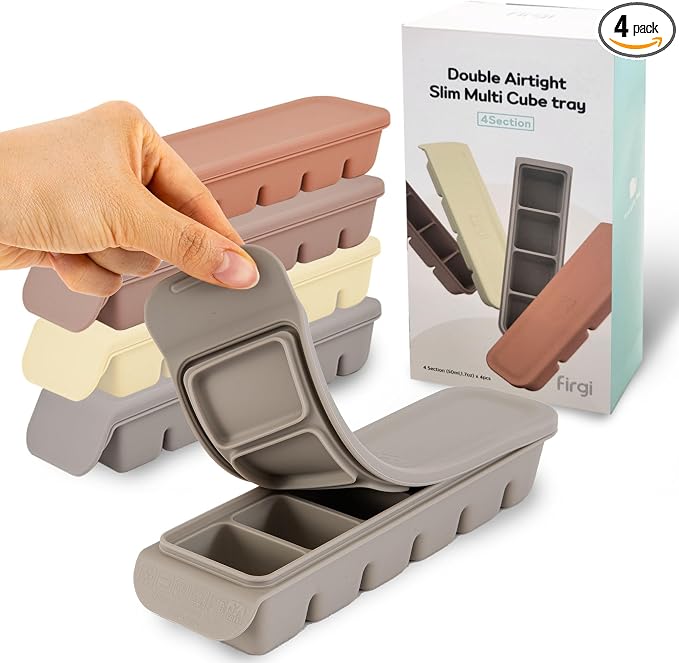 Silicone Freezer Trays with Lid, 1oz 6 Section 4Sets by FIRGI-FirstGift