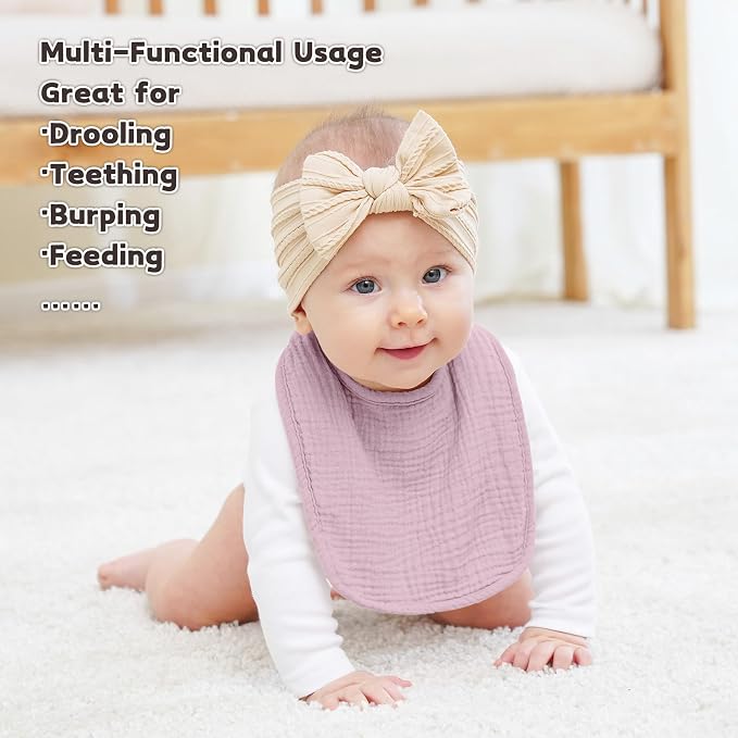 Susurration Muslin Baby Drool Bibs 10Pack Soft Square Adjustable Bandana Bibs - Image 3