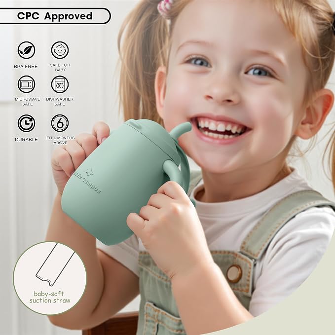 Cuddle Campus Pack of 2 Silicone Baby Training Cup, Shatterproof Toddler Sippy - Image 5
