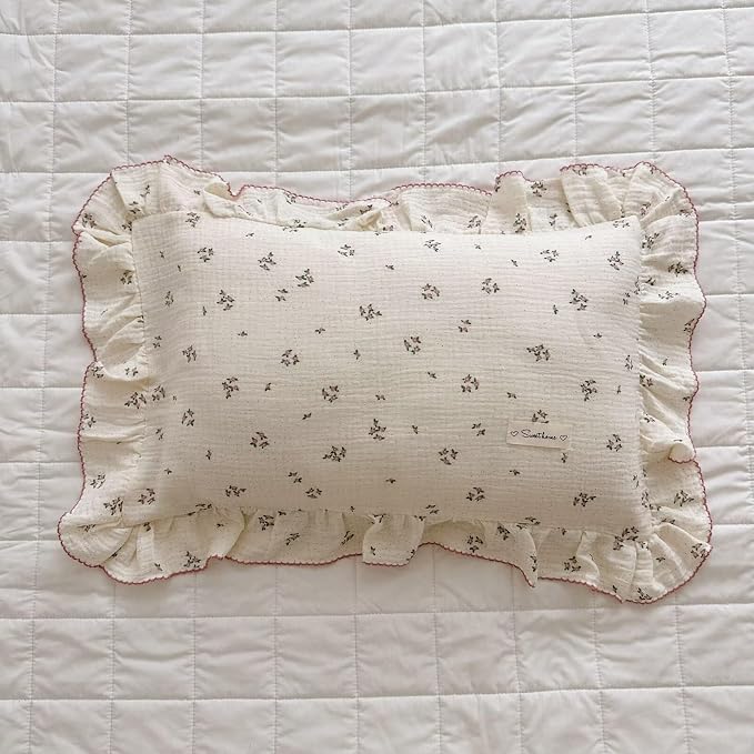 BuLuTu Beige Floral Toddler Pillowcase Muslin - Image 5