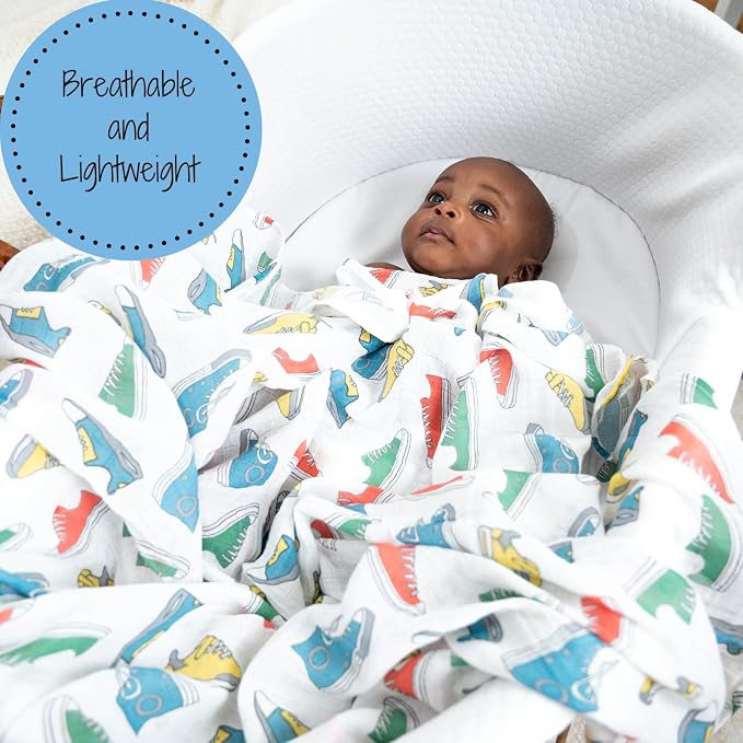LollyBanks Swaddle Blanket, 100% Cotton Muslin Swaddle Blankets, Neutral - Image 3