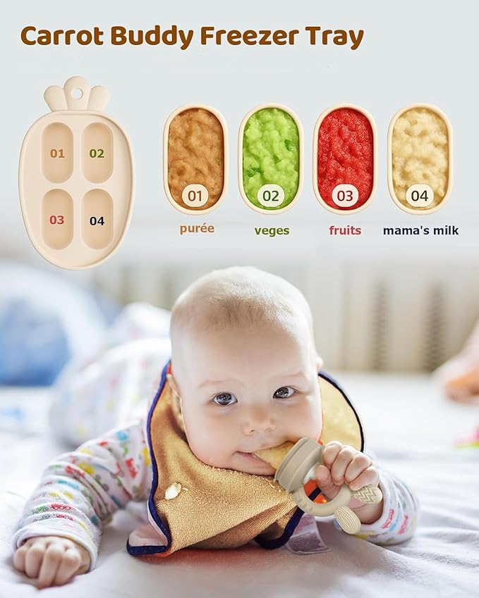 2 Packs Baby Fruit Feeder & Freezer Tray Combo, Push Pop Baby Food Feeder to - Image 5