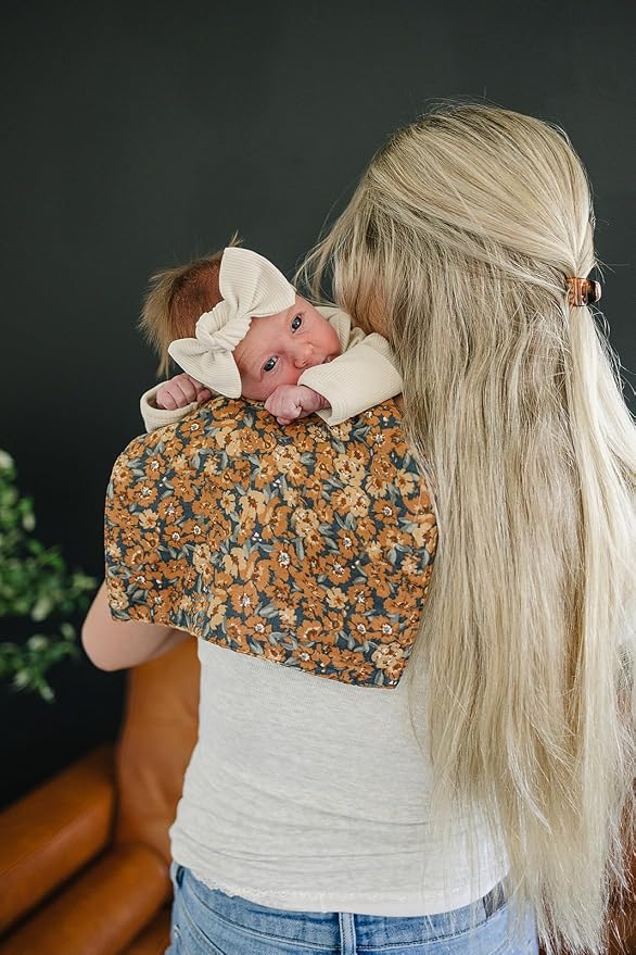 Mebie Baby Burp Cloths, Vintage Florals, Muslin Burp Cloth Set - Image 4