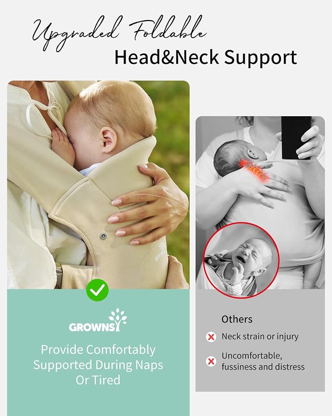GROWNSY Baby Carrier Newborn to Toddler, Cozy Baby Wraps Carrier, Ergonomic - Image 3