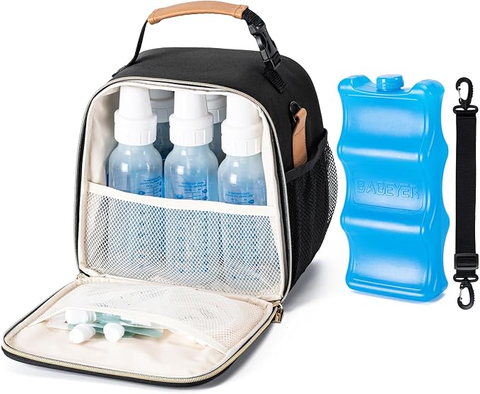 Baby Bottle Cooler Bag with Ice Pack, Breastmilk Cooler Bag Fits 6 Baby Bottle by BABEYER