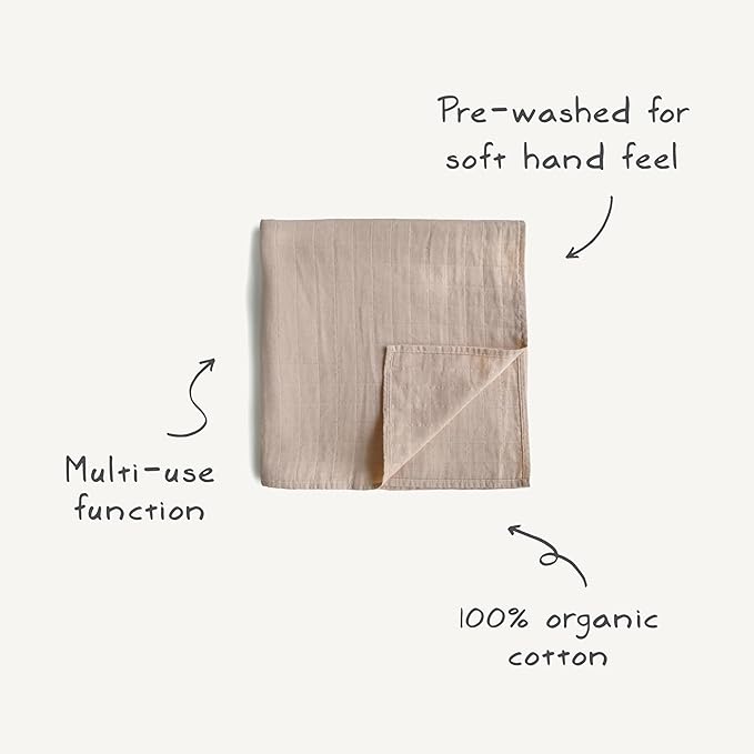 mushie Muslin Baby Swaddle Blanket | 100% Organic Cotton - Image 8