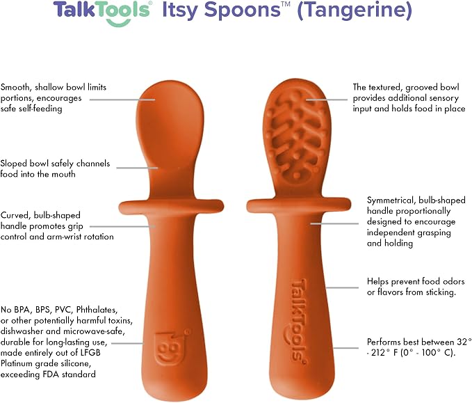 TalkTools ITSY Tiny Silicone Spoons – Twin Pack Soft Silicone Self-Feeding - Image 2