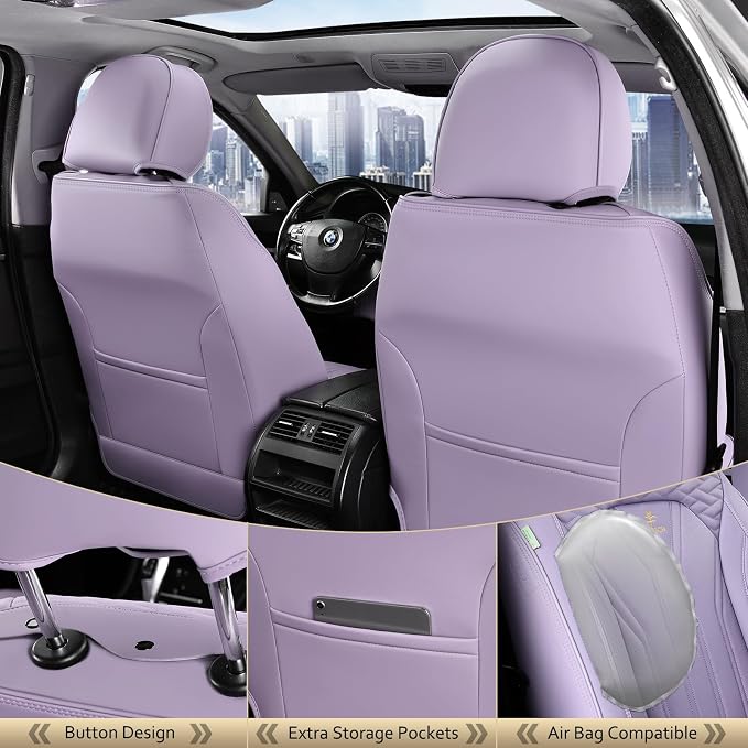 FLORICH Leather Car Seat Covers Full Set, Universal Full Coverage Car Seat - Image 3