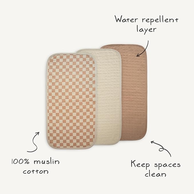 mushie Waterproof Changing Pad Liners | 100% Organic Cotton | Set of 3 - Image 9