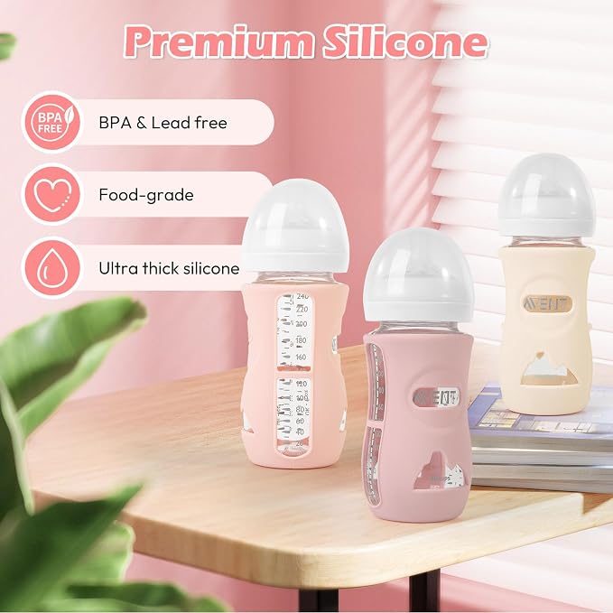3 Pack Silicone Sleeves for Philips Avent Natural Glass Baby Bottles, Anti - Image 6